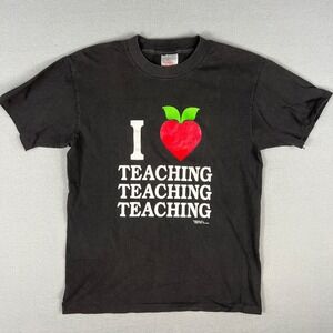 VTG I Love Teaching T Shirt Fits S Apple‎ Heart Teachers 1990s Single Stitch USA